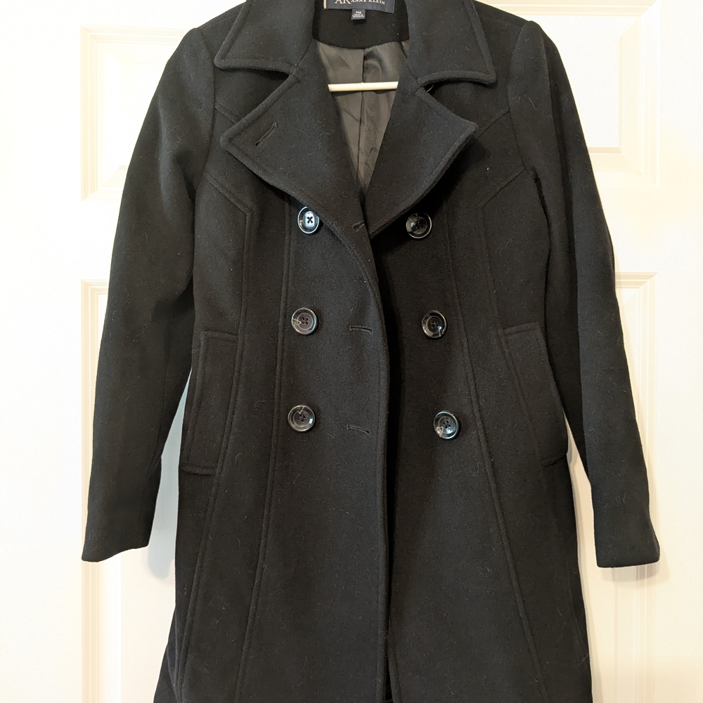 Anne Klein Black Peacoat Classic Double-Breasted